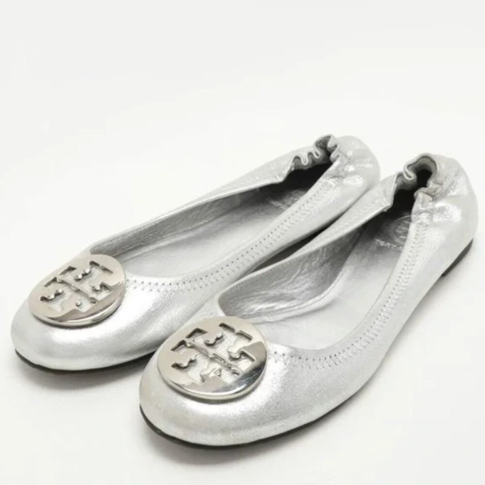 Tory Burch Silver Ballet Flats - Size 11
